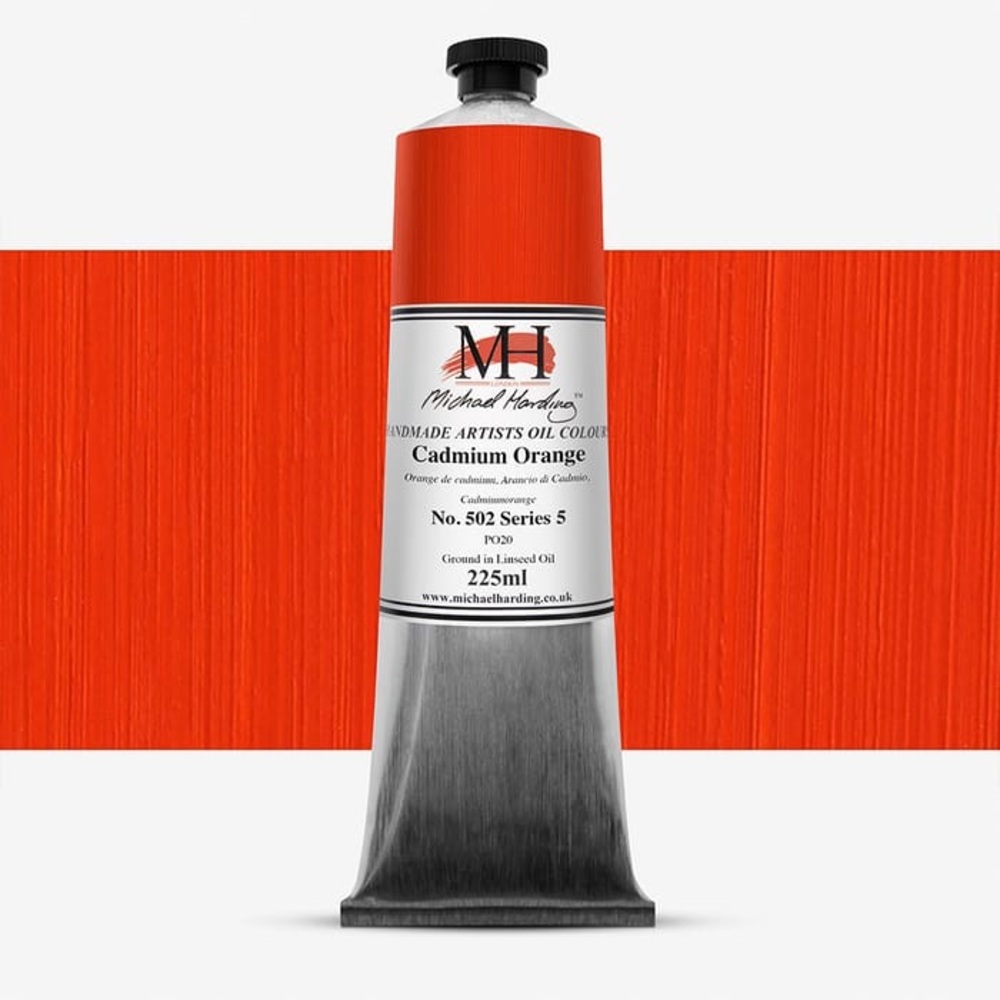 New Michael Harding Cadmium Orange. 225 mL  Professional Grade Oil Paint